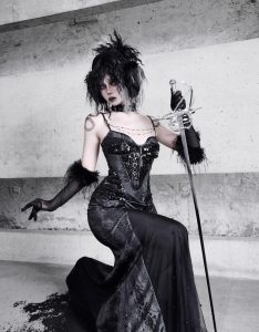 snake eye shadow, snake patterned elastic gothic halter dress, evening dress, fishtail dress for christmas