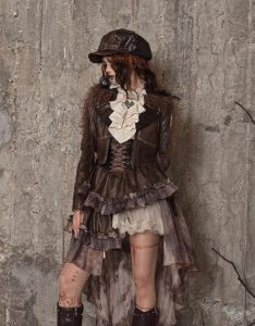 exile journey steampunk maillard pu chest strap strapless skirt for christmas