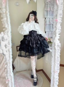 the lolita shirt from the dragon bone cemetery is worn inside with a gothic prince outfit