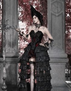 castle horror red gothic velvet corset and strapless top