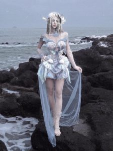 the call of the sea monster mermaid lace up polarized bra halter island vacation dress christmas