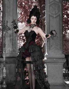 castle horror red gothic velvet corset and strapless top