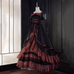 gothic black and red punk style wedding dress