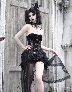 alice in hell gothic atmosphere fishbone tie birdcage corset for christmas