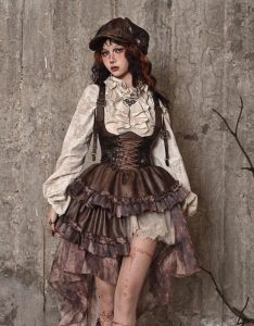 exile journey steampunk maillard pu chest strap strapless skirt for christmas