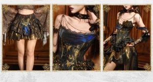 as the lights come on, a niche gilded corset fishbone corset dress from diancang heavy industry for christmas