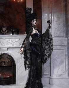 a magnificent gothic embroidered fishtail dress dress for the day of mourning