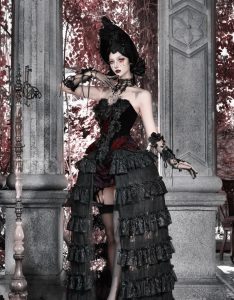 castle horror red gothic velvet corset and strapless top