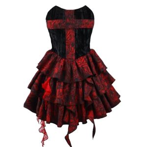 The Feast of the Underworld: Gothic three-dimensional Rose Heavy Industry Jacquard cross strapless dress for Christmas the feast of the underworld: gothic three dimensional rose heavy industry jacquard cross strapless dress for christmas
