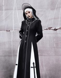 the nun judges the gothic dark heavy heavy cross woolen coat for christmas