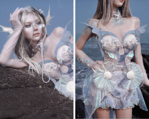 the call of the sea monster mermaid lace up polarized bra halter island vacation dress christmas