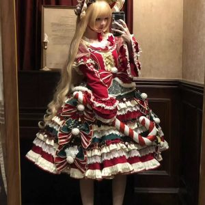 christmas eve lolita trinkets design festive atmosphere bow lolita suit for women