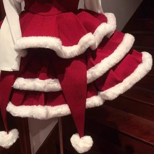 lolita christmas and new year outfits: cute girl puffed sleeve tops, bow halter cake skirts, autumn and winter sets