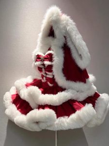 angora rabbit red cape christmas and new year princess dress