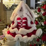 angora rabbit red cape christmas and new year princess dress