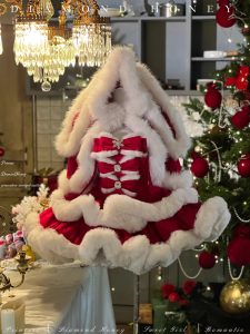 angora rabbit red cape christmas and new year princess dress