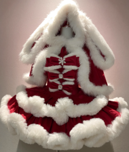 angora rabbit red cape christmas and new year princess dress